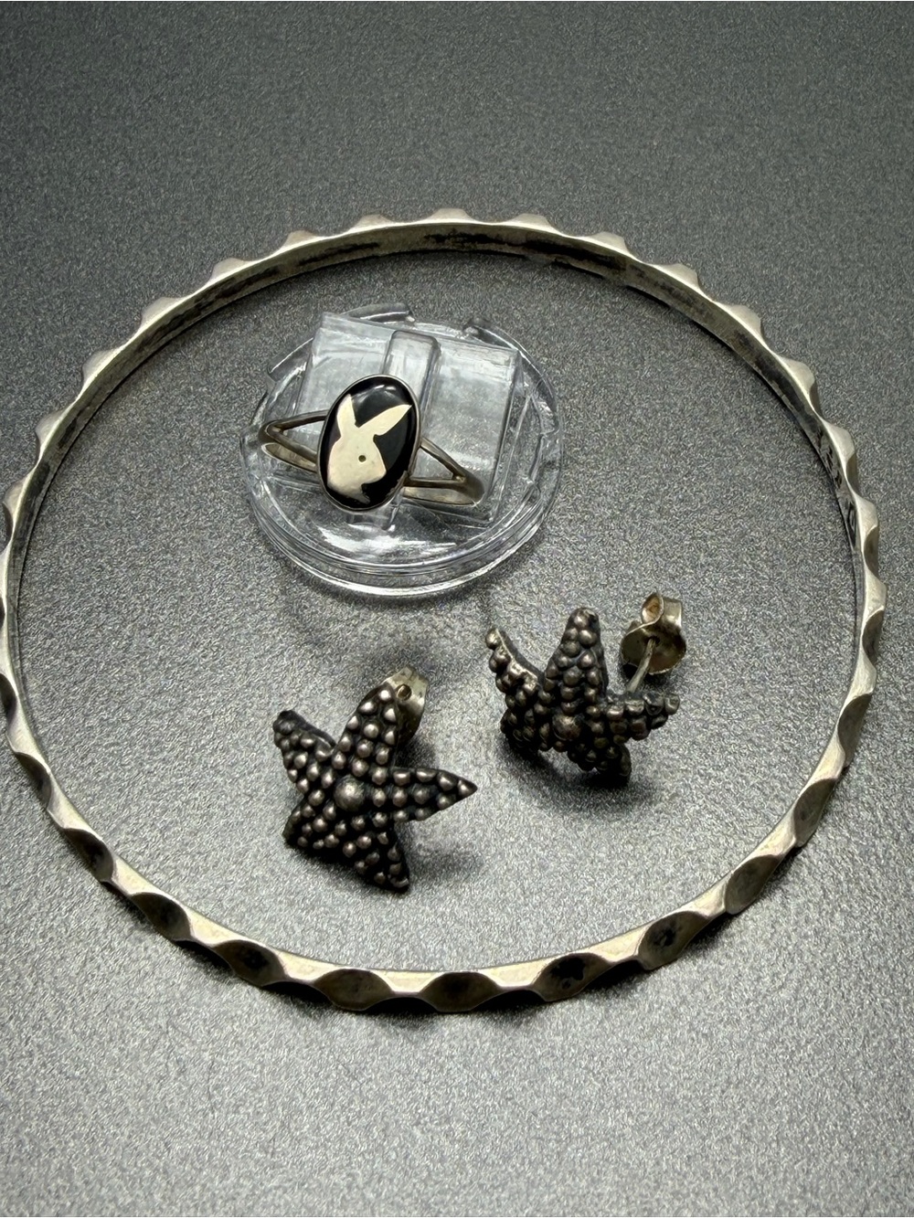 925 Sterling Bunny Ring Earrings and Bangle